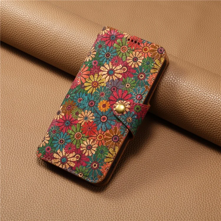 Para Iphone 7 / 8 4,7 Polegadas / SE (2020) Capa de Couro Floral Imprimir Capa de Telefone à Prova de Choque Com Suporte - Primavera / Verde