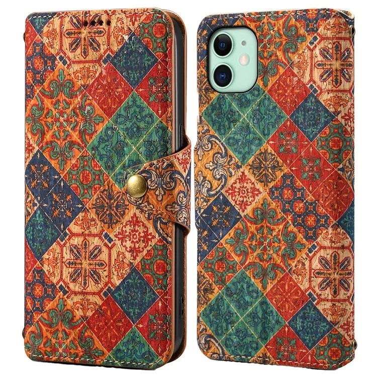Für iPhone 11 Wallet Phone Case Floral Printing Anti-Scratch Leather Cover with Stand - Winter / Blau