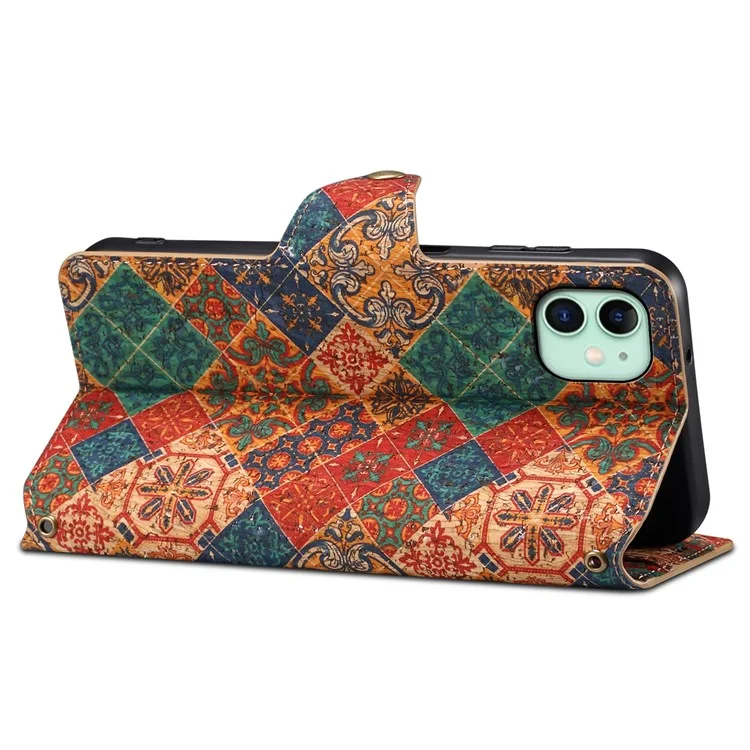 Für iPhone 11 Wallet Phone Case Floral Printing Anti-Scratch Leather Cover with Stand - Winter / Blau