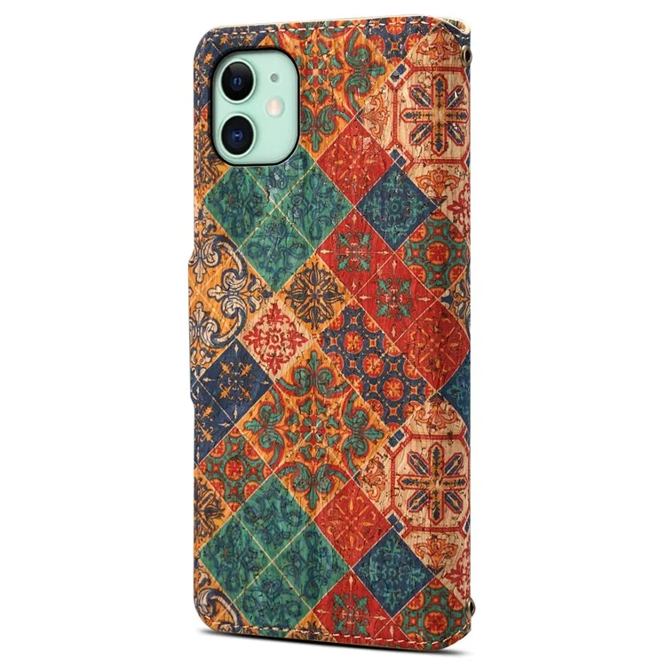 Für iPhone 11 Wallet Phone Case Floral Printing Anti-Scratch Leather Cover with Stand - Winter / Blau