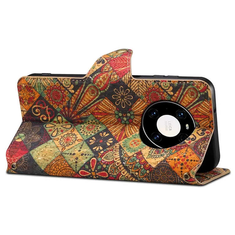 Pour Huawei Mate 40 Pro 5G / 40 Pro 4G Étui Impression Florale Portefeuille en Cuir Housse de Téléphone avec Support - Automne / Jaune