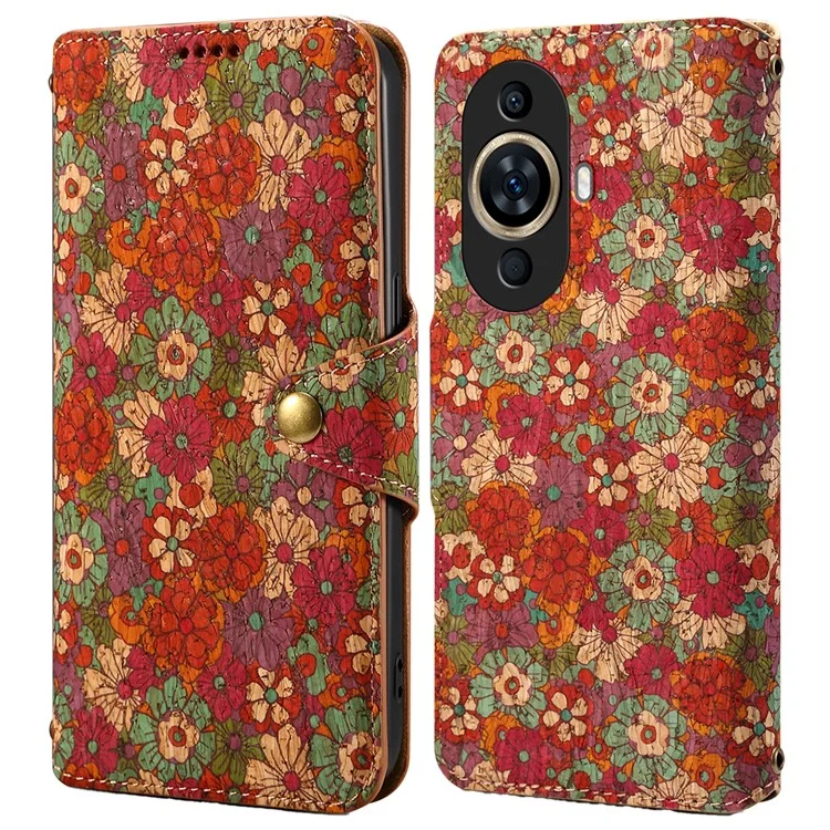 For Huawei nova 11 / nova 12s 4G / nova 12 Lite 4G Leather Case Flower Printing Stand Wallet Phone Cover - Summer / Red