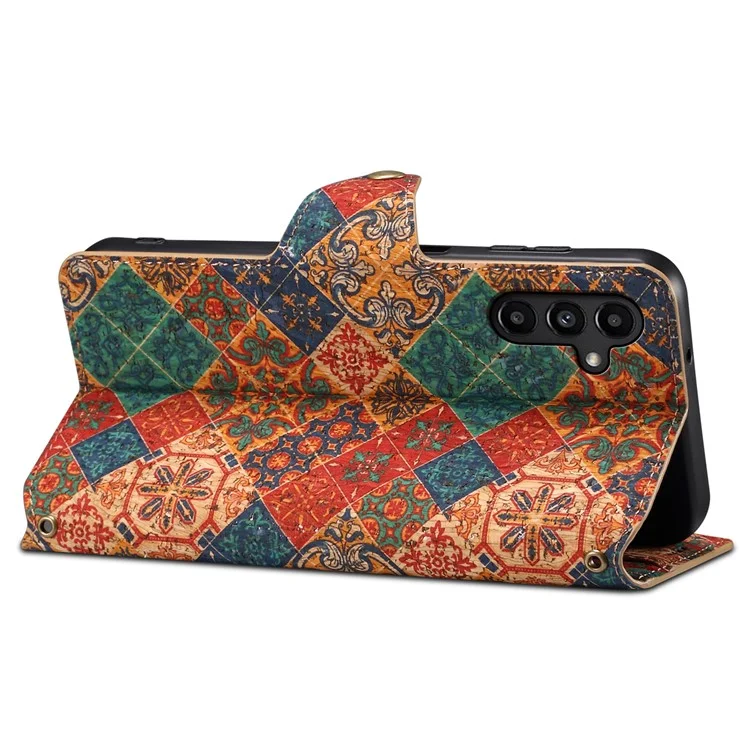 Per Samsung Galaxy A14 5G / 4G Case Floral Design Leather Wallet Phone Case con Stand - Inverno / Blu