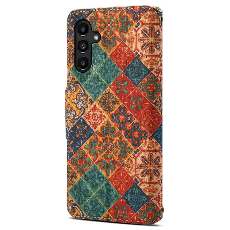 Per Samsung Galaxy A14 5G / 4G Case Floral Design Leather Wallet Phone Case con Stand - Inverno / Blu
