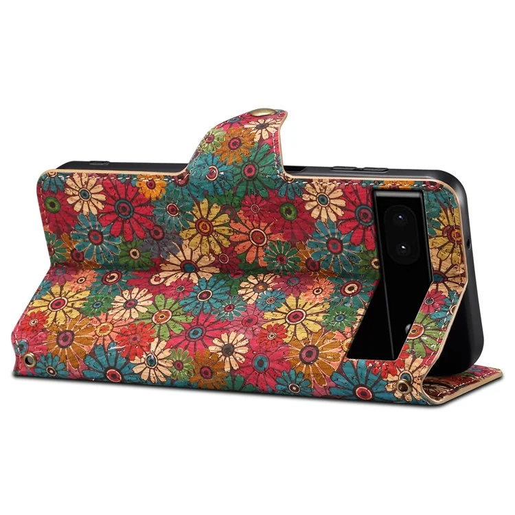 For Google Pixel 6a Wallet Case Pattern Printing Leather Phone Case with Stand - Spring / Green