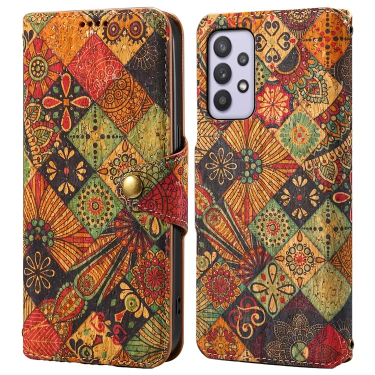 Per Samsung Galaxy A32 5G / M32 5G Portafoglio Cover Telefonica Pattern Stampa Pelle Flip Cover con Supporto - Autunno / Giallo