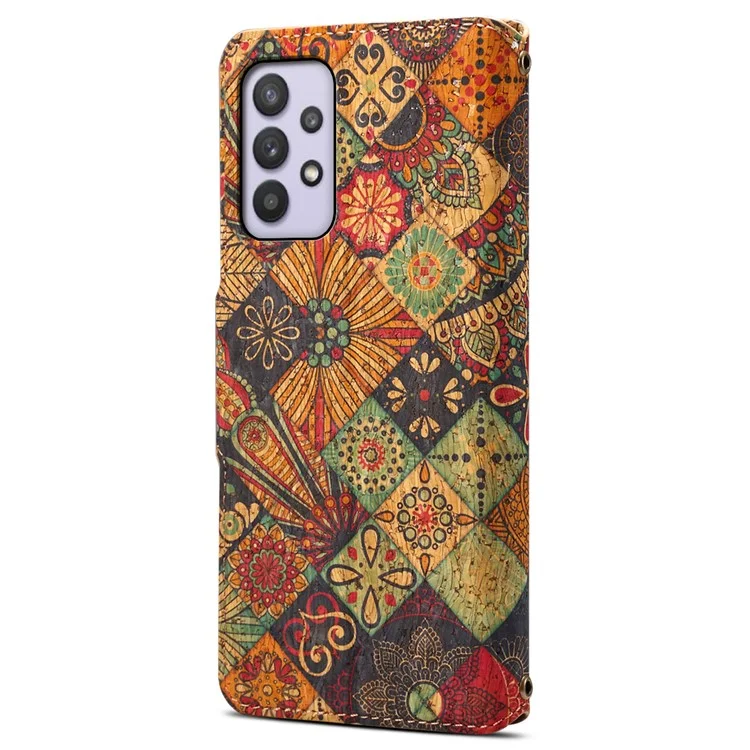 Per Samsung Galaxy A32 5G / M32 5G Portafoglio Cover Telefonica Pattern Stampa Pelle Flip Cover con Supporto - Autunno / Giallo