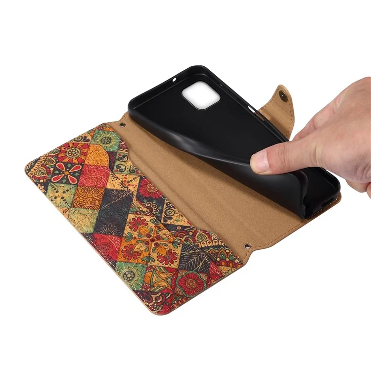 Per Samsung Galaxy A22 5G (versione EU) Custodia da supporto Flower Printing Leather Wallet Phone Cover - Autunno / Giallo