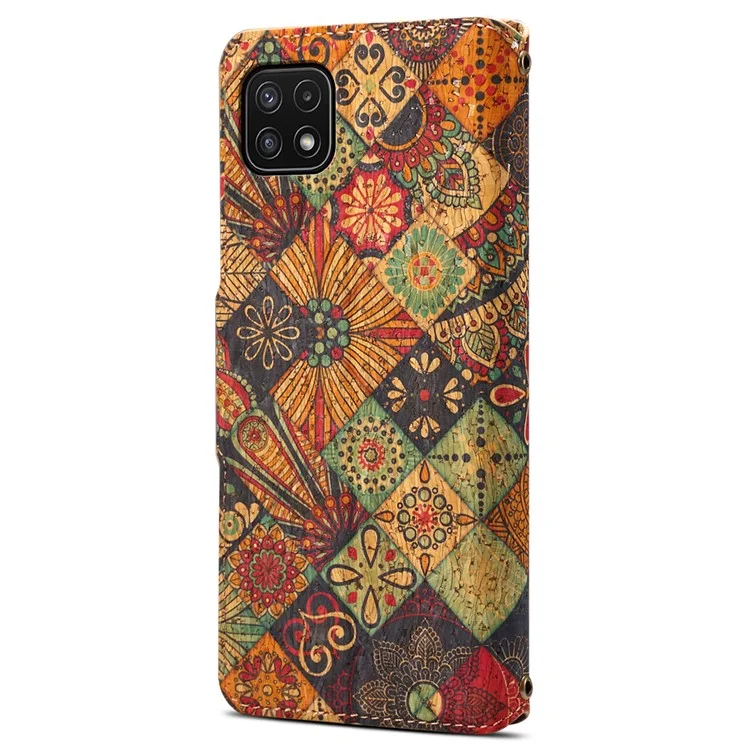 Per Samsung Galaxy A22 5G (versione EU) Custodia da supporto Flower Printing Leather Wallet Phone Cover - Autunno / Giallo