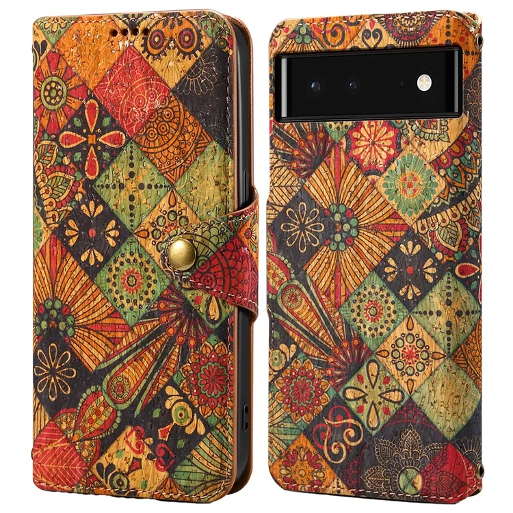 For Google Pixel 6 Leather Case Floral Printing Wallet Phone Cover with Stand - Autumn / Yellow