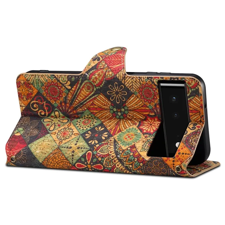 For Google Pixel 6 Leather Case Floral Printing Wallet Phone Cover with Stand - Autumn / Yellow