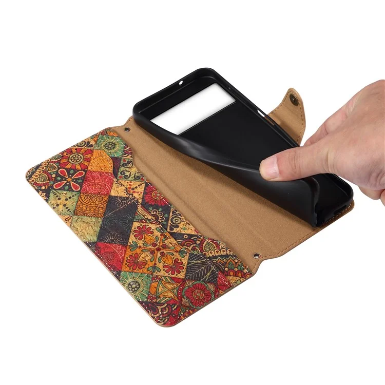 For Google Pixel 6 Leather Case Floral Printing Wallet Phone Cover with Stand - Autumn / Yellow