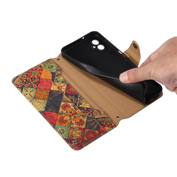 For Samsung Galaxy A05 4G Phone Case Floral Printing Wallet Leather Cover with Stand - Autumn / Yellow