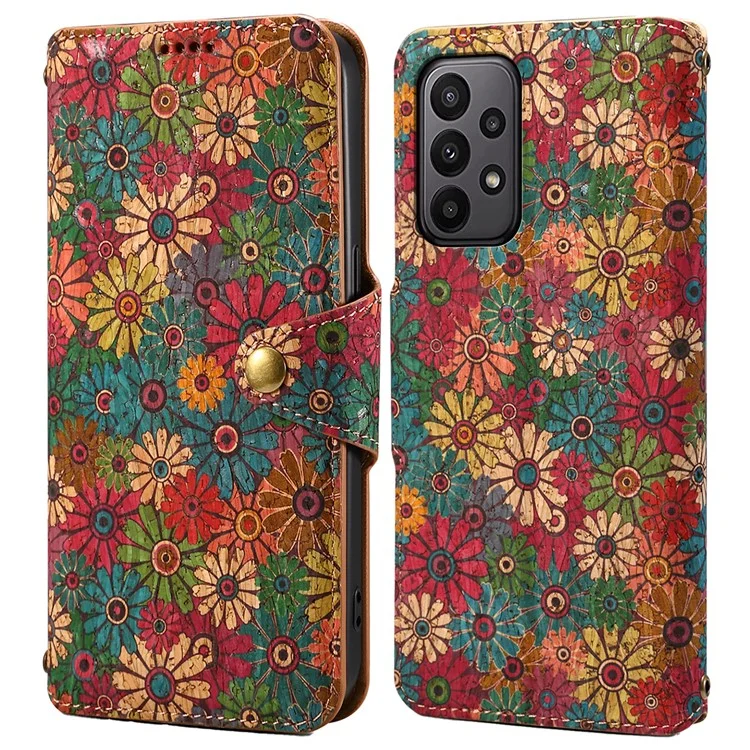 Para Samsung Galaxy A23 5G (Versión Global) / A23 4G Funda de Cartera Impresión Floral de Cuero Funda de Teléfono con Soporte - Primavera / Verde