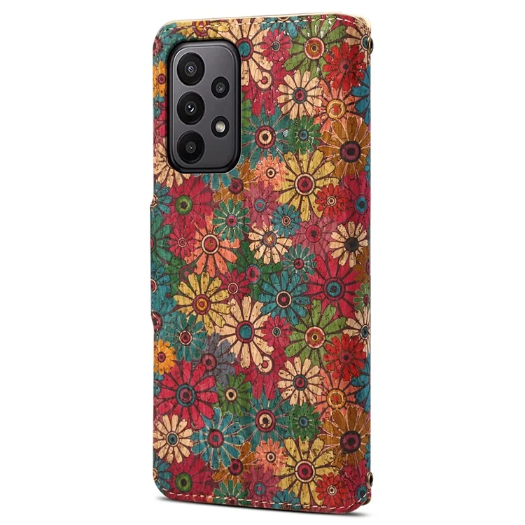 Para Samsung Galaxy A23 5G (Versión Global) / A23 4G Funda de Cartera Impresión Floral de Cuero Funda de Teléfono con Soporte - Primavera / Verde