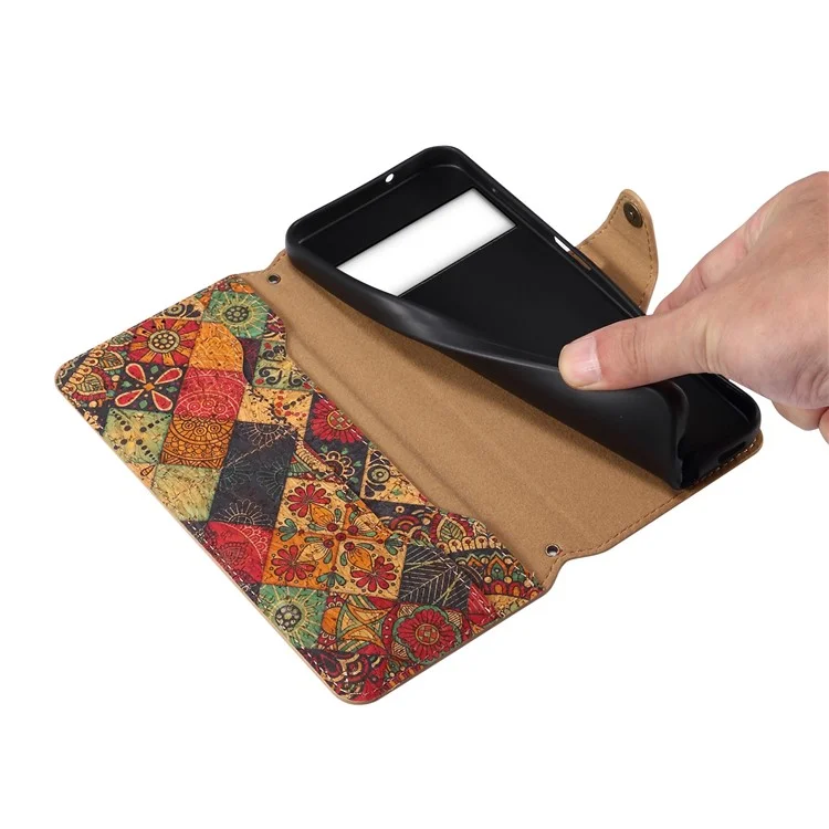For Google Pixel 7 Pro 5G Phone Case Pattern Printing Leather Flip Cover with Wallet - Autumn / Yellow