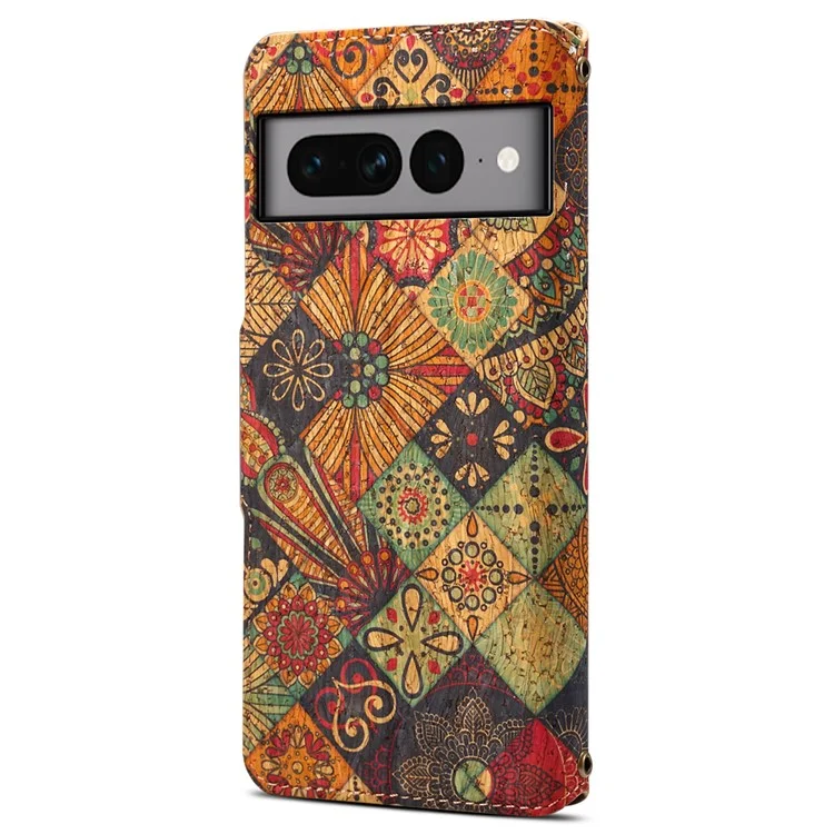For Google Pixel 7 Pro 5G Phone Case Pattern Printing Leather Flip Cover with Wallet - Autumn / Yellow