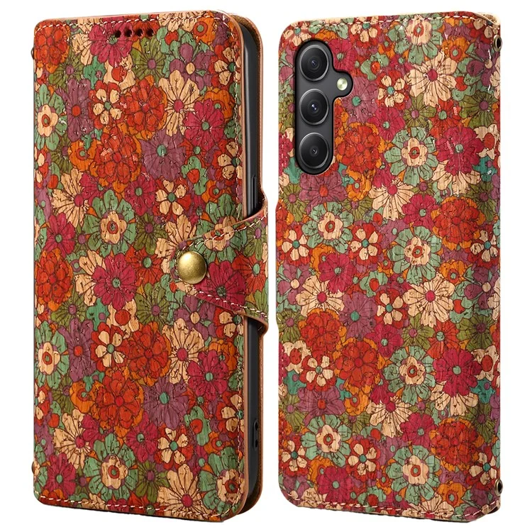 For Samsung Galaxy A24 4G (162.1 x 77.6 x 8.3mm) Wallet Phone Case Floral Printing Stand Leather Flip Cover - Summer / Red
