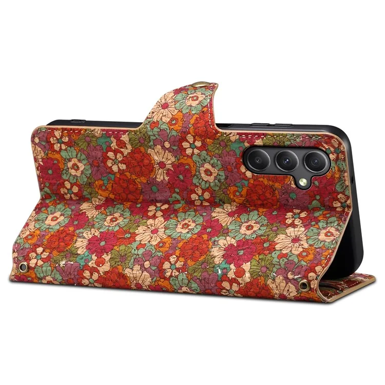 For Samsung Galaxy A24 4G (162.1 x 77.6 x 8.3mm) Wallet Phone Case Floral Printing Stand Leather Flip Cover - Summer / Red