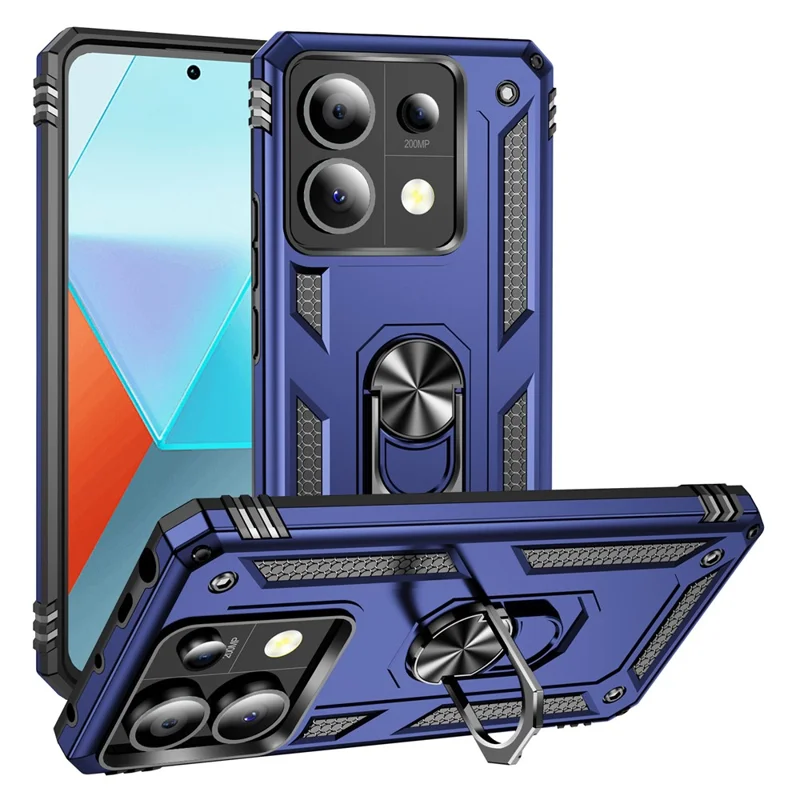 For Xiaomi Redmi Note 13 Pro 5G / Poco X6 5G Case PC+TPU Anti-Drop Phone Cover with Kickstand - Blue