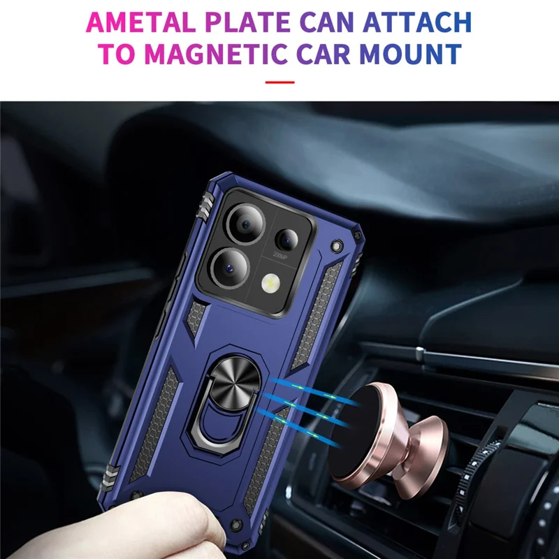 For Xiaomi Redmi Note 13 Pro 5G / Poco X6 5G Case PC+TPU Anti-Drop Phone Cover with Kickstand - Blue