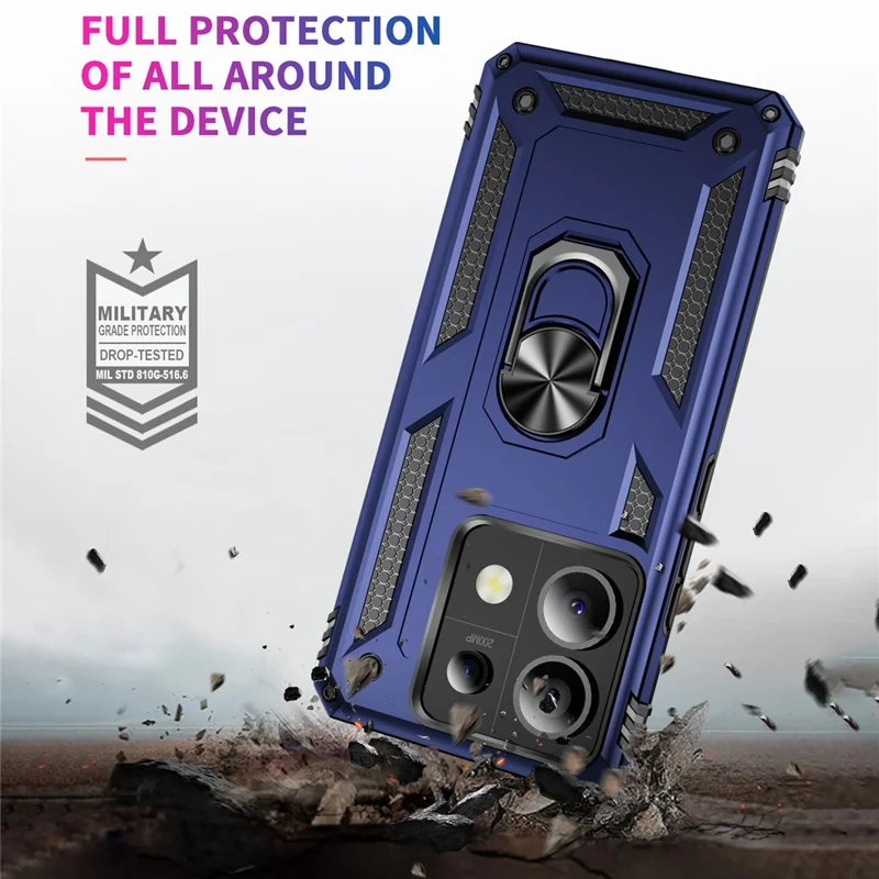 For Xiaomi Redmi Note 13 Pro 5G / Poco X6 5G Case PC+TPU Anti-Drop Phone Cover with Kickstand - Blue