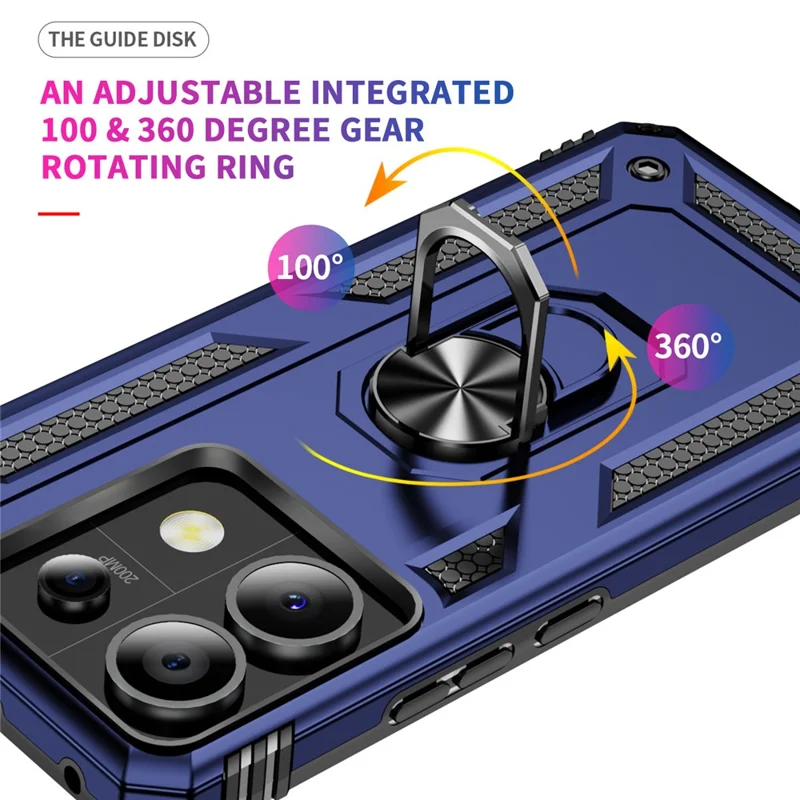 For Xiaomi Redmi Note 13 Pro 5G / Poco X6 5G Case PC+TPU Anti-Drop Phone Cover with Kickstand - Blue