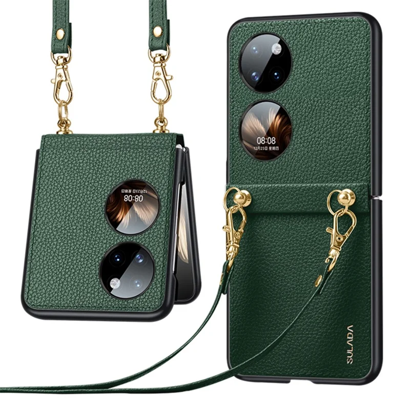 SULADA Treasure Box Series for Huawei Pocket 2 Phone Cover Litchi Texture PU Leather Phone Case with Strap - Green