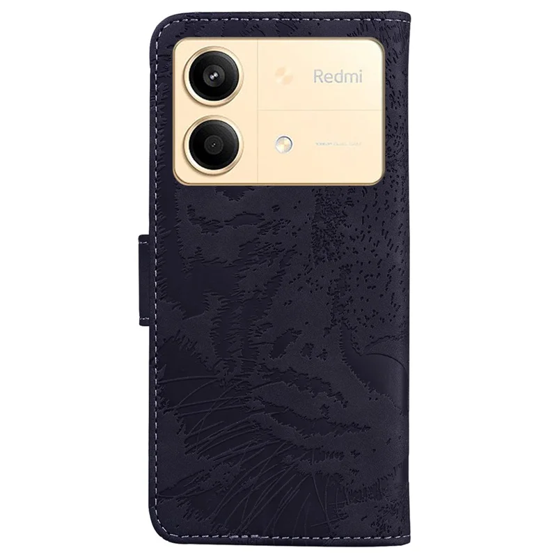 For Xiaomi Redmi Note 13R Pro 5G Case Card Slots Holder Pocket Tiger Pattern Leather Phone Cover - Black