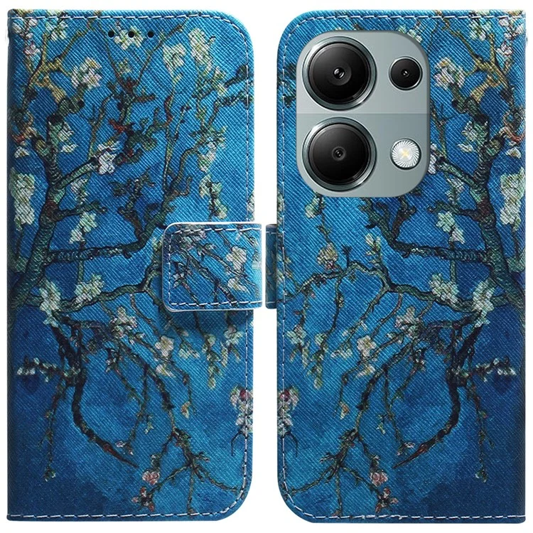 For Xiaomi Redmi Note 13 Pro 4G / Poco M6 Pro 4G Case Drop-proof Pattern Printing Card Slots Phone Cover - Apricot Flowers