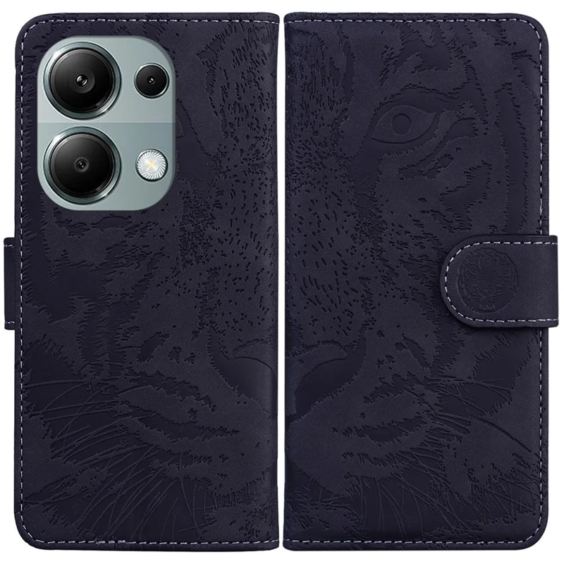 Per Xiaomi Redmi Note 13 Pro 4G / Poco M6 Pro 4G Custodia in Pelle PU Wallet Tiger Pattern Cover Telefonica - Nero