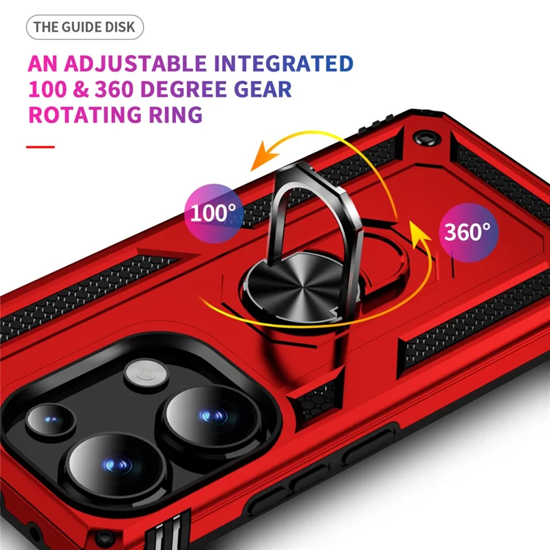 For Xiaomi Redmi Note 13 Pro 4G / Poco M6 Pro 4G Case Anti-Drop PC+TPU Kickstand Phone Cover - Red