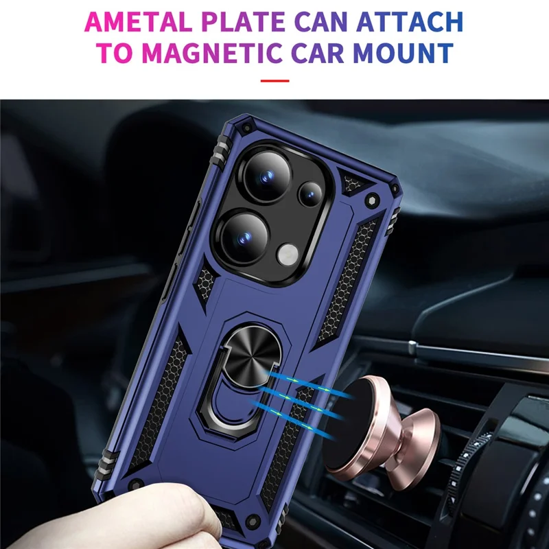 For Xiaomi Redmi Note 13 Pro 4G / Poco M6 Pro 4G Case Anti-Drop PC+TPU Kickstand Phone Cover - Blue