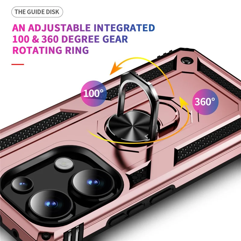 For Xiaomi Redmi Note 13 Pro 4G / Poco M6 Pro 4G Case Anti-Drop PC+TPU Kickstand Phone Cover - Rose Gold