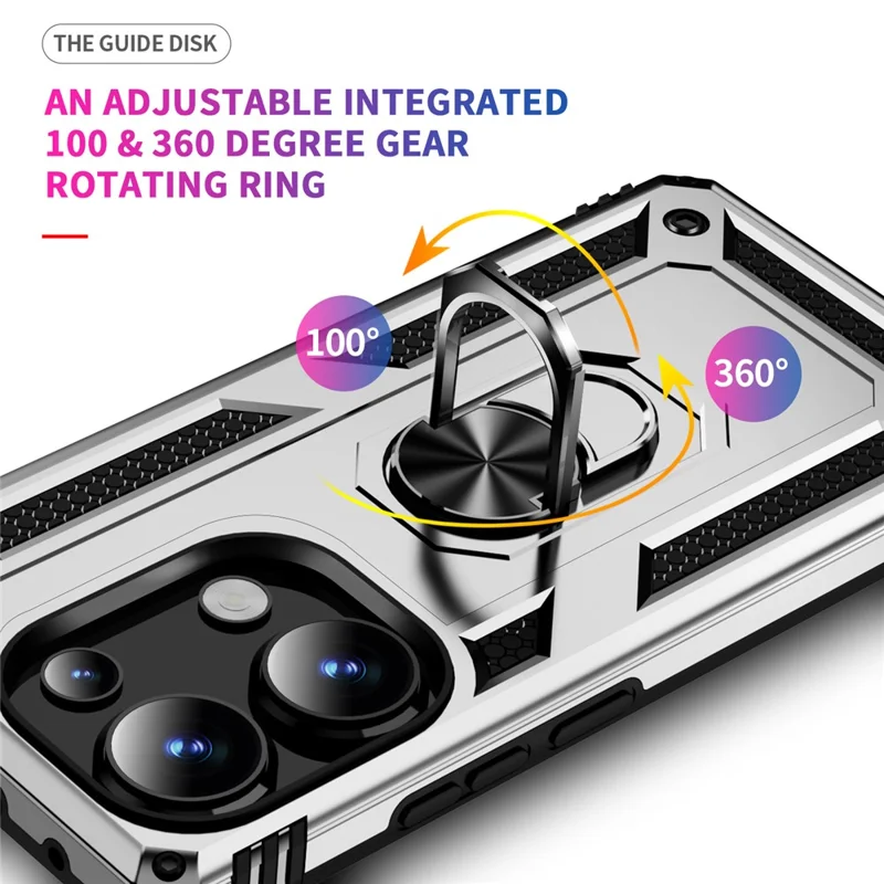 For Xiaomi Redmi Note 13 Pro 4G / Poco M6 Pro 4G Case Anti-Drop PC+TPU Kickstand Phone Cover - Silver