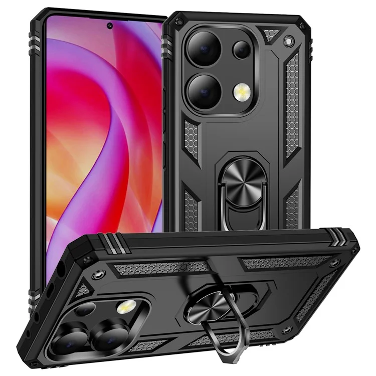 Для Xiaomi Redmi Note 13 4G Чехол PC+TPU Ударопрочный Чехол для телефона с подставкой - Черный