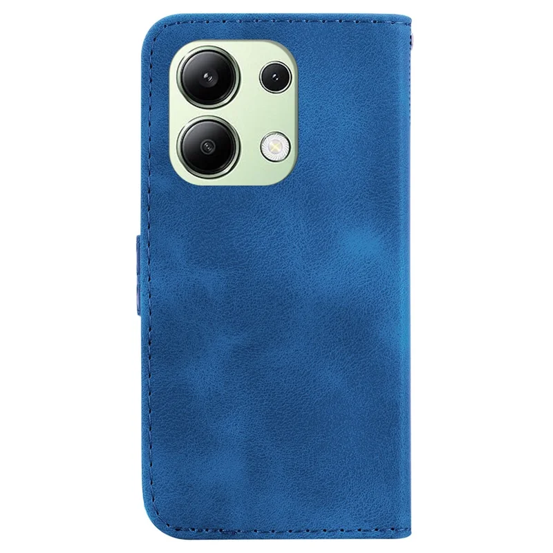 For Xiaomi Redmi Note 13 4G Leather Case Phone Wallet Cover 7-Shape Imprint - Dark Blue