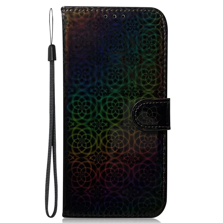Para Xiaomi Redmi Note 13 4G Wallet Case PU Leather Dazzling Flower Phone Cover - Preto