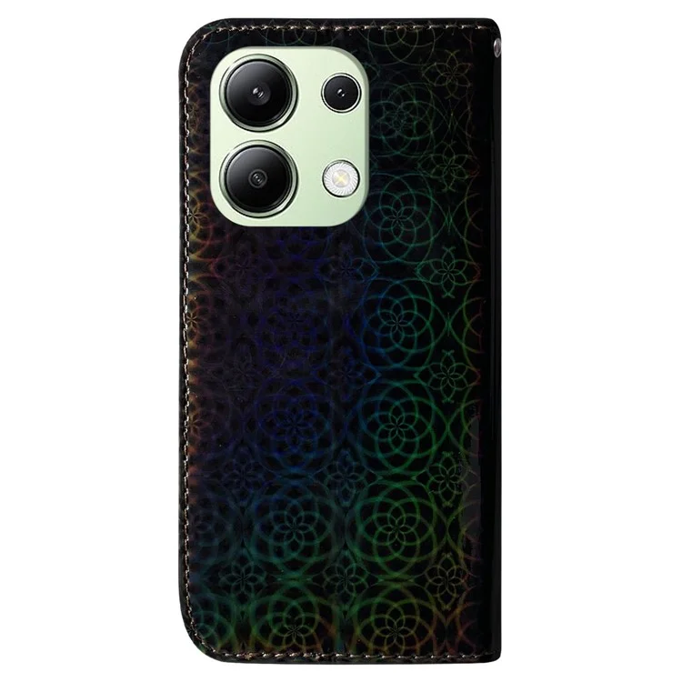 Para Xiaomi Redmi Note 13 4G Wallet Case PU Leather Dazzling Flower Phone Cover - Preto