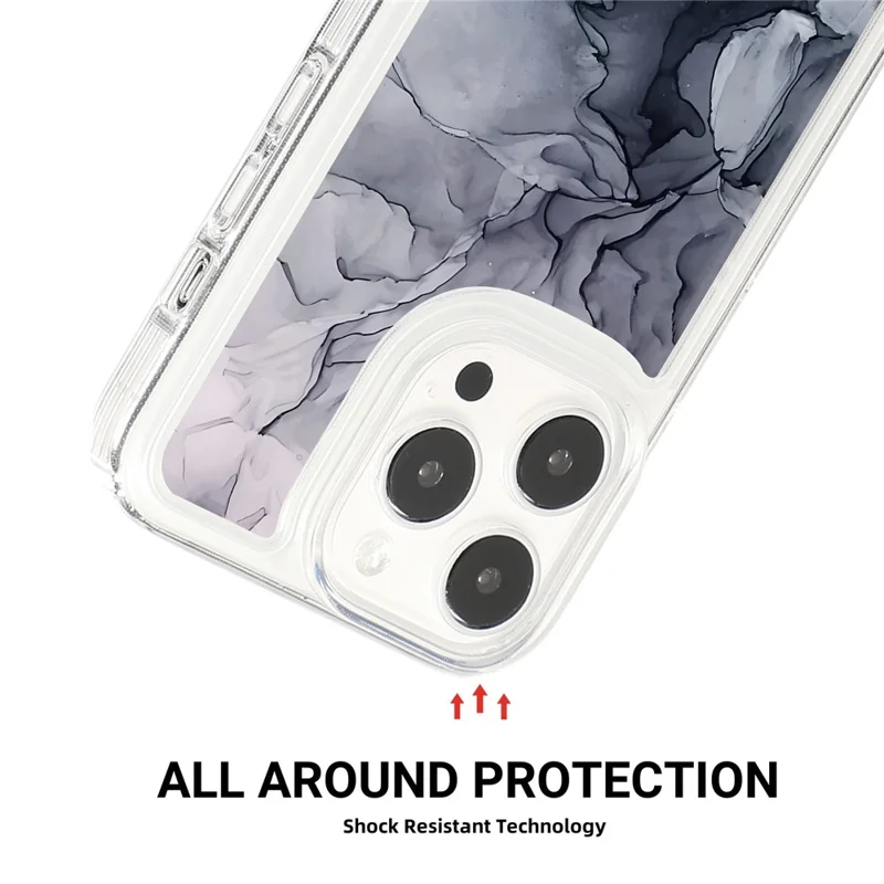 For iPhone 14 Pro Max TPU Case Airbag Protection Smart Phone Cover with Marble Pattern - MR1
