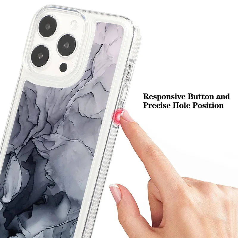 For iPhone 14 Pro Max TPU Case Airbag Protection Smart Phone Cover with Marble Pattern - MR1