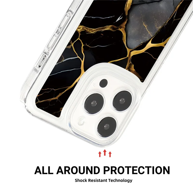 For iPhone 14 Pro Max TPU Case Airbag Protection Smart Phone Cover with Marble Pattern - MR7