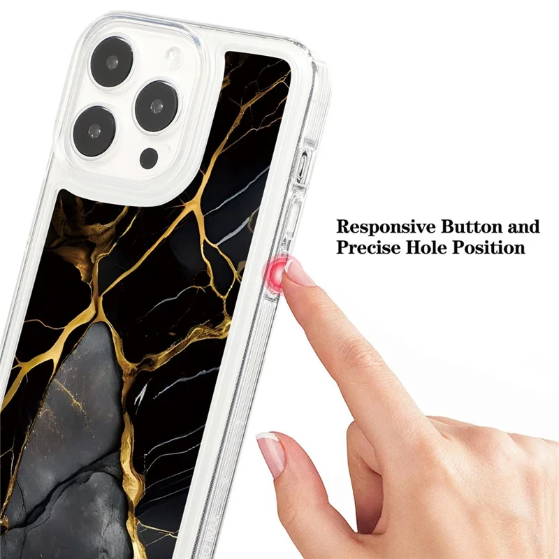 For iPhone 14 Pro Max TPU Case Airbag Protection Smart Phone Cover with Marble Pattern - MR7