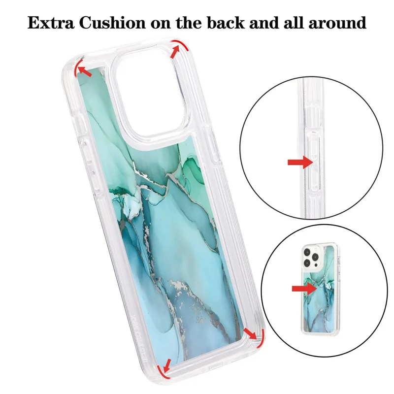For iPhone 14 Pro Max TPU Case Airbag Protection Smart Phone Cover with Marble Pattern - MR8