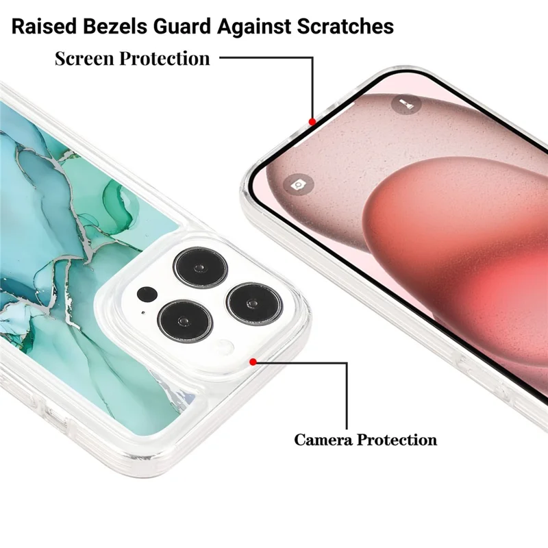 For iPhone 14 Pro Max TPU Case Airbag Protection Smart Phone Cover with Marble Pattern - MR8