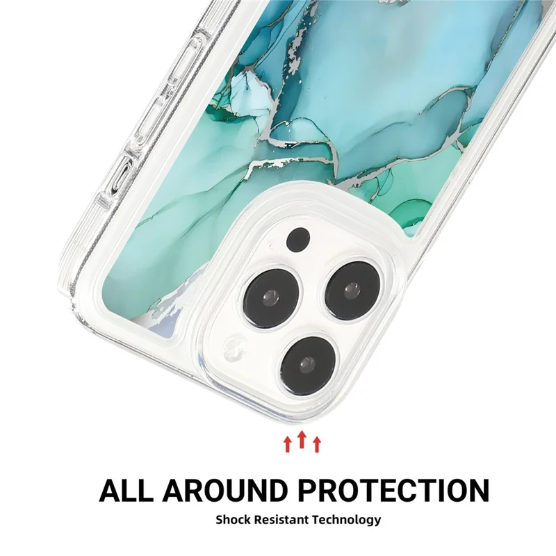For iPhone 14 Pro Max TPU Case Airbag Protection Smart Phone Cover with Marble Pattern - MR8