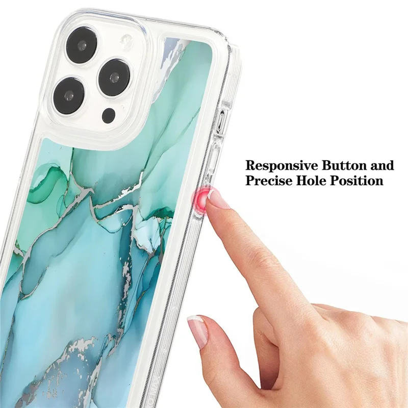 For iPhone 14 Pro Max TPU Case Airbag Protection Smart Phone Cover with Marble Pattern - MR8