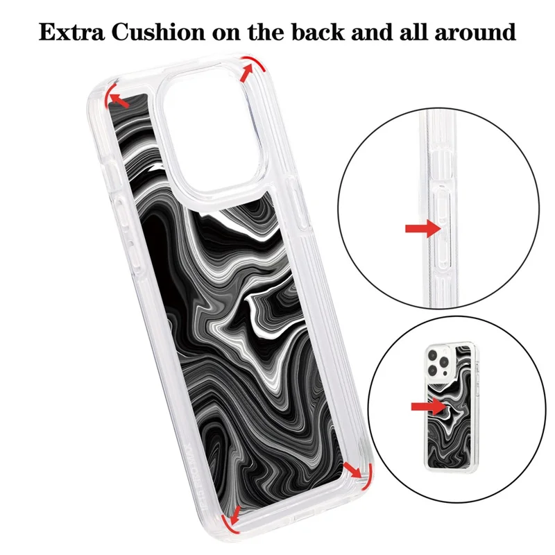 For iPhone 14 Pro Max TPU Case Airbag Protection Smart Phone Cover with Marble Pattern - MR12