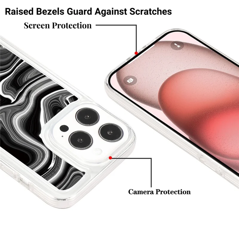 For iPhone 14 Pro Max TPU Case Airbag Protection Smart Phone Cover with Marble Pattern - MR12