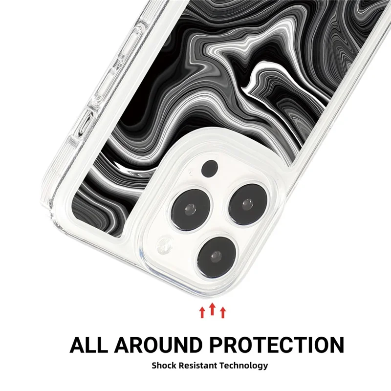 For iPhone 14 Pro Max TPU Case Airbag Protection Smart Phone Cover with Marble Pattern - MR12